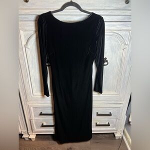 Vintage 90’s Ever Beauty Black Velvet Twist Back Slip Midi Dress Cocktail Formal